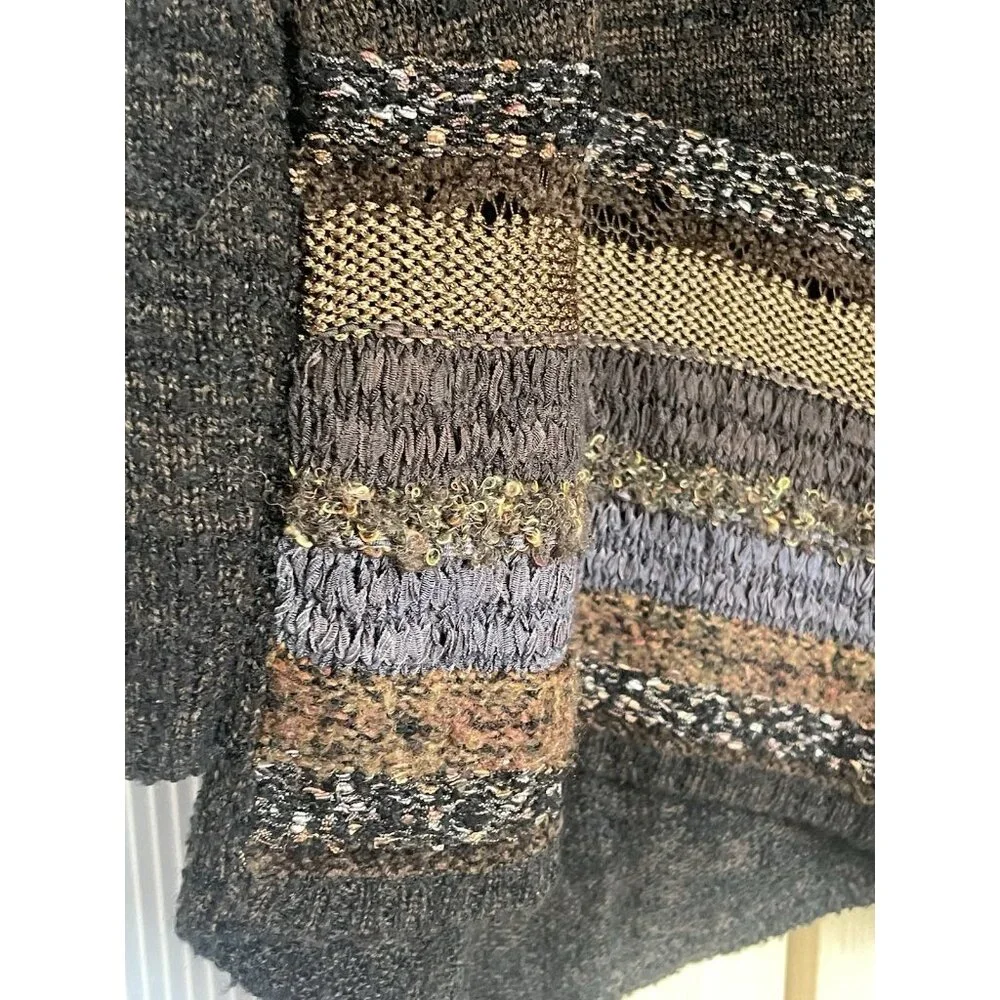 Soft Surroundings Raku Tunic Boho Knit Asymmetric‎ Sweater Top Brown Sz L Casual - Picture 3 of 6